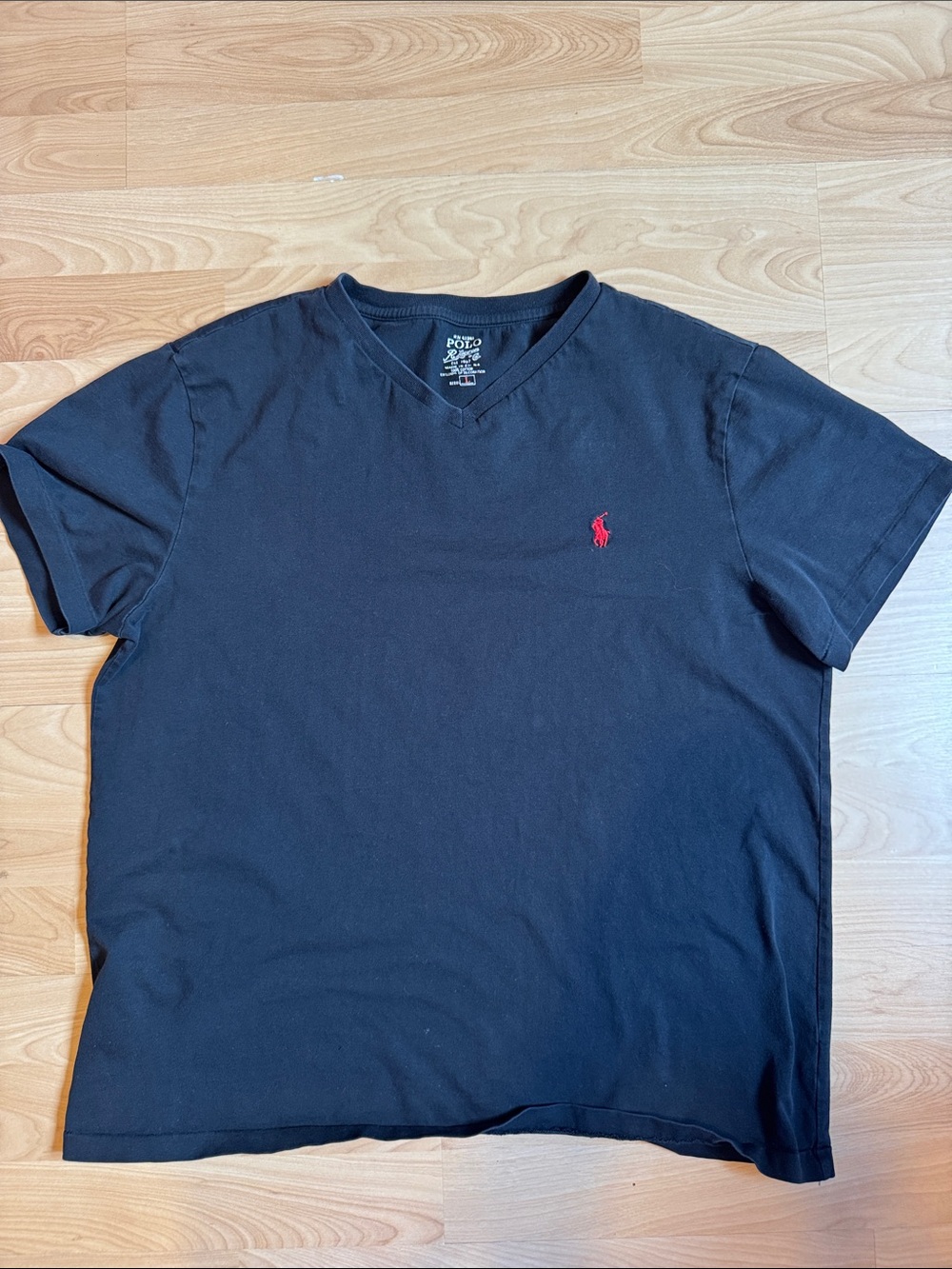 Polo by Ralph Lauren Black V-Neck Tee with Red Pony Logo